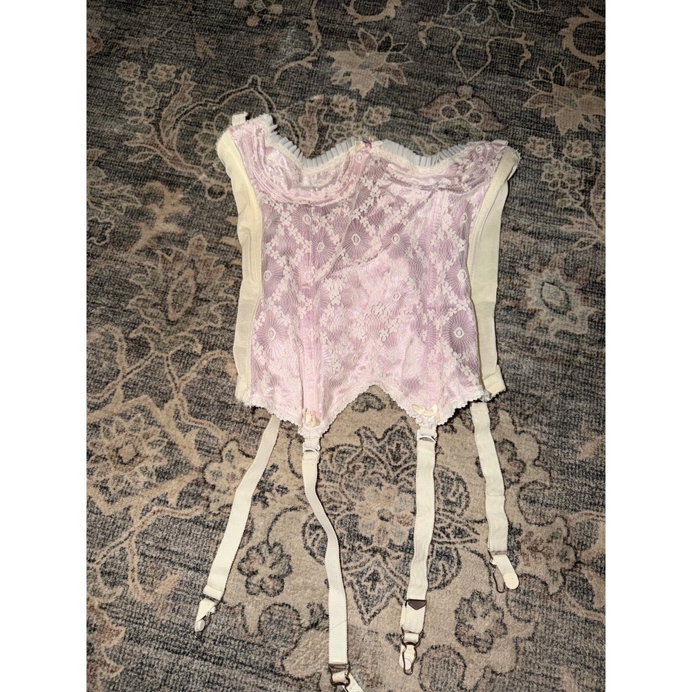 Vintage Frederick's of Hollywood Pink Lace Bustier Corset